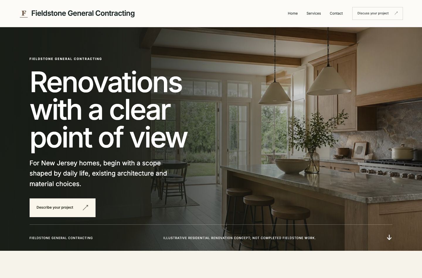 Essential Fieldstone website homepage · Focused essentials